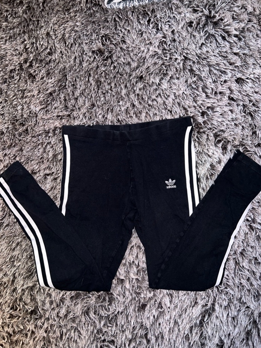 adidas Black Leggings with White 3-Stripe Trim